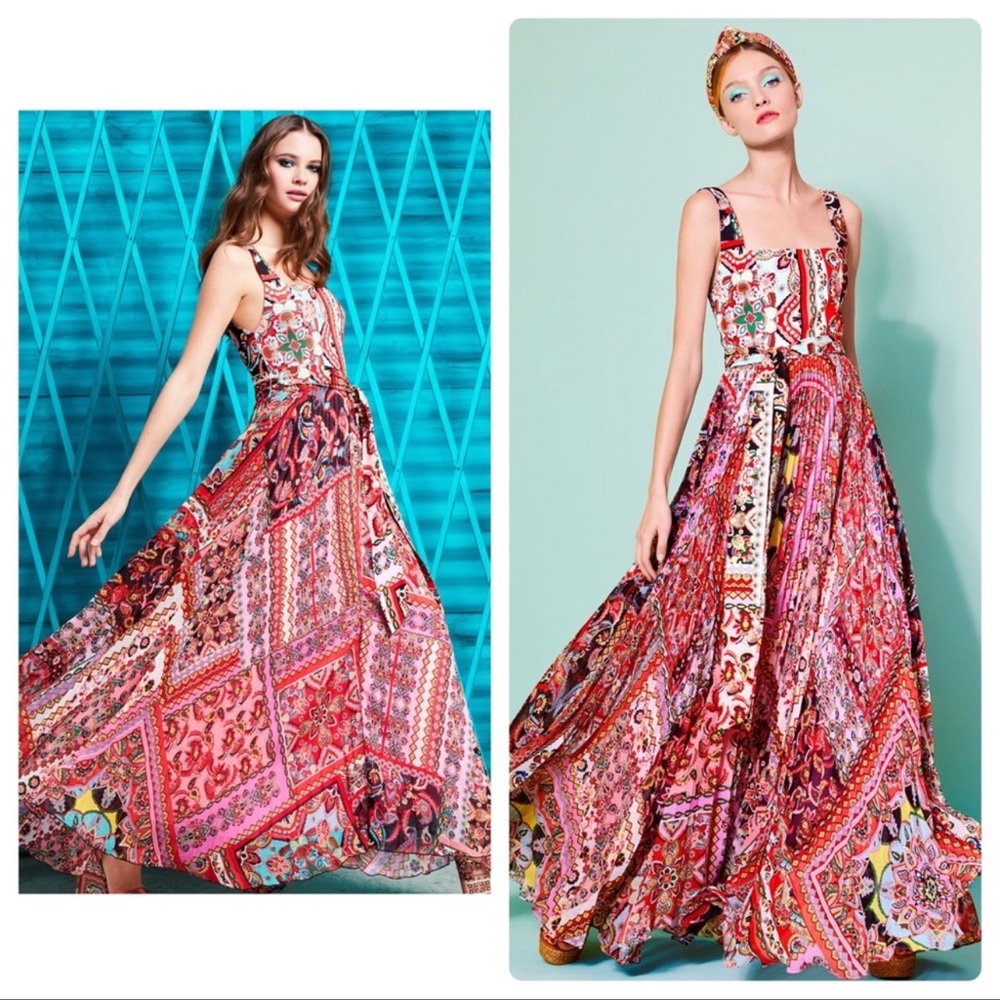 ALICE + OLIVIA Deona Pleated Maxi Dress